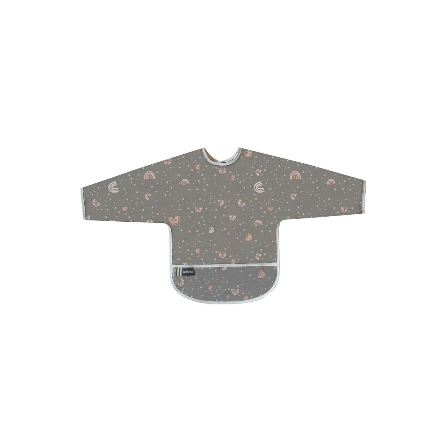 Kushies Clean Bib w/Sleeves Charcoal Rainbow