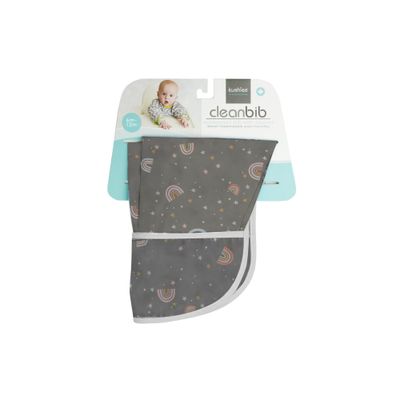 Kushies Clean Bib w/Sleeves Charcoal Rainbow