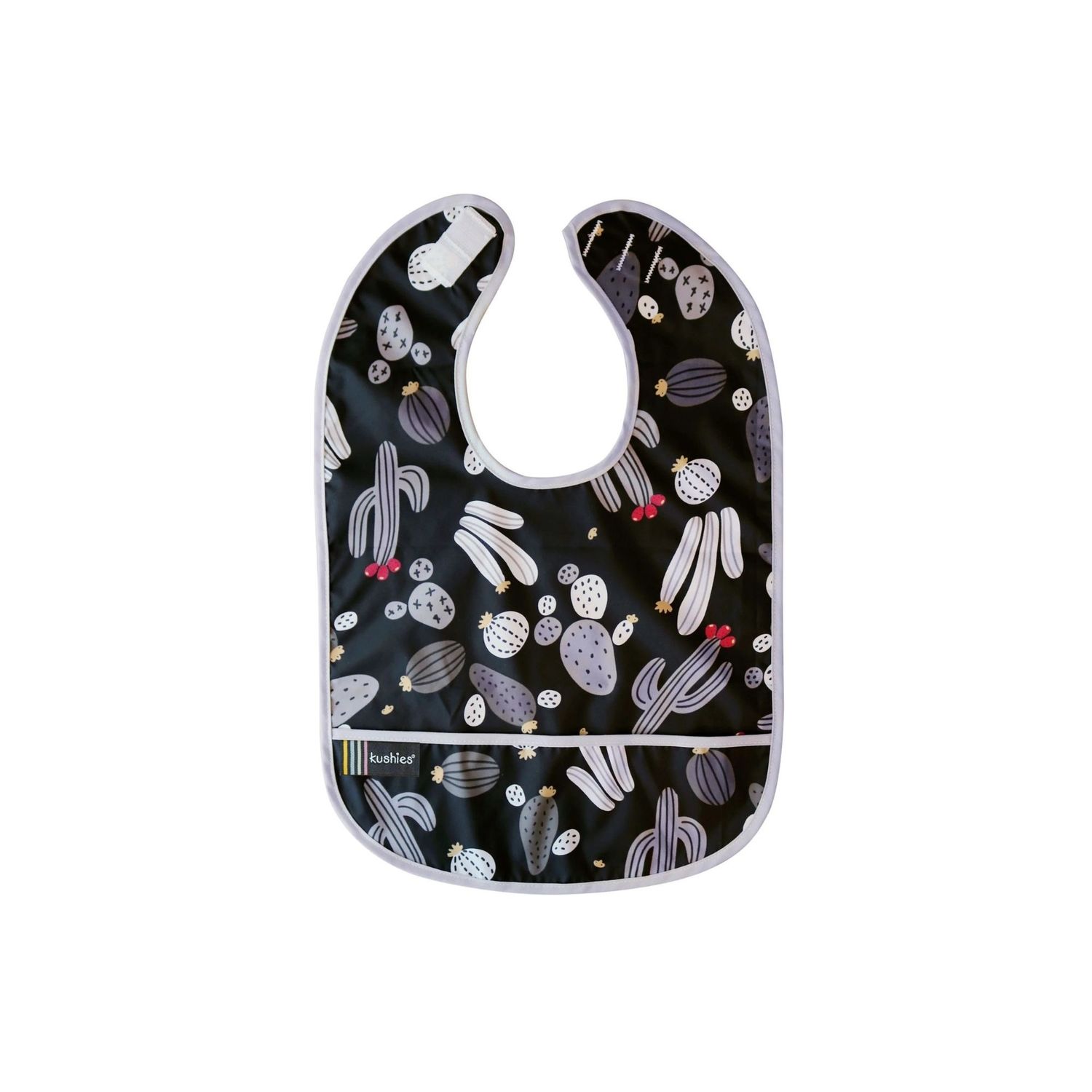 Kushies Clean Bib Black Cactus