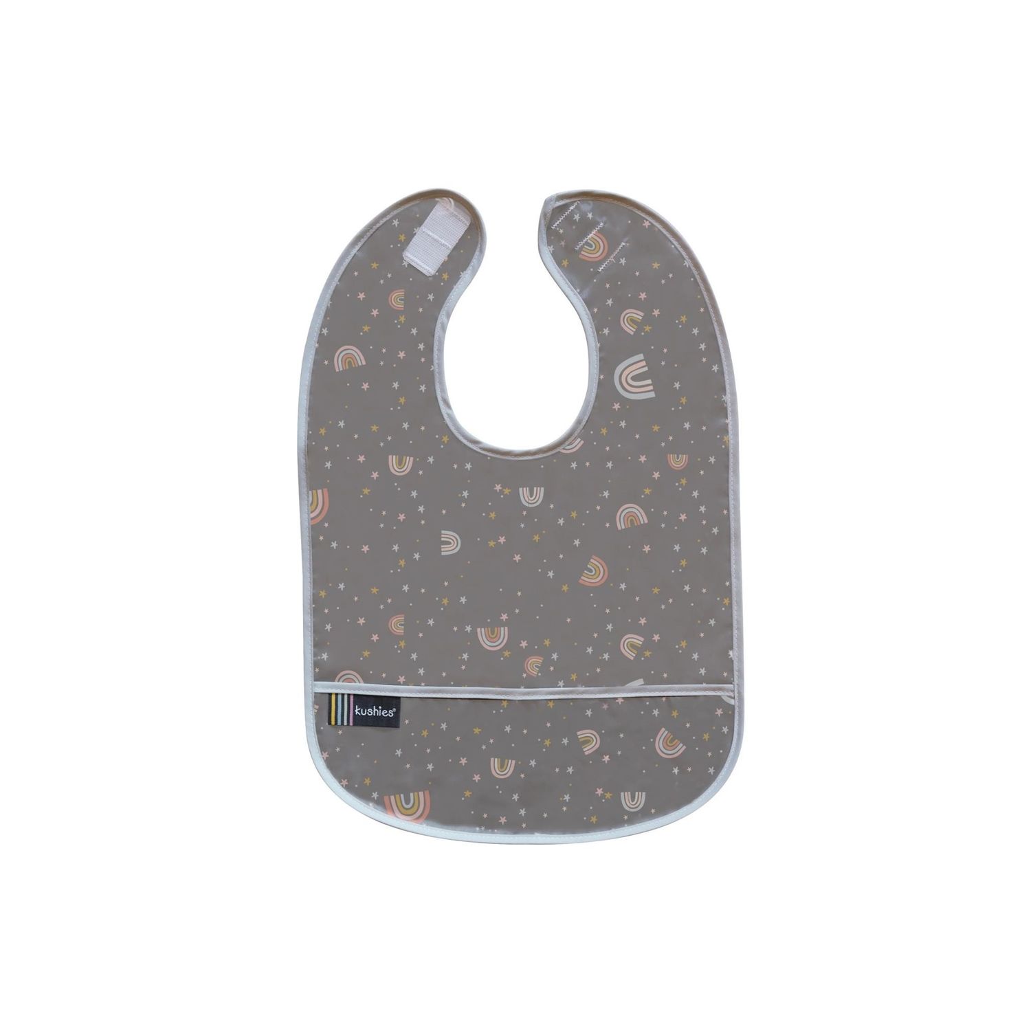 Kushies Clean Bib Charcoal Rainbow