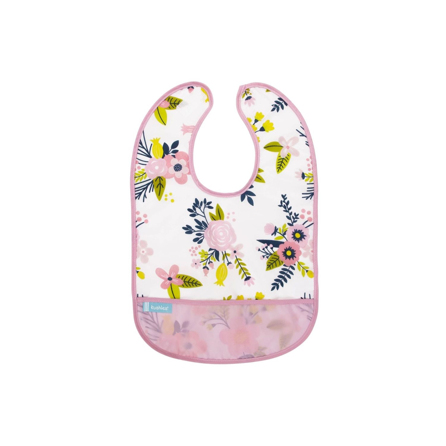 Kushies Clean Bib Pink Garden Flowers