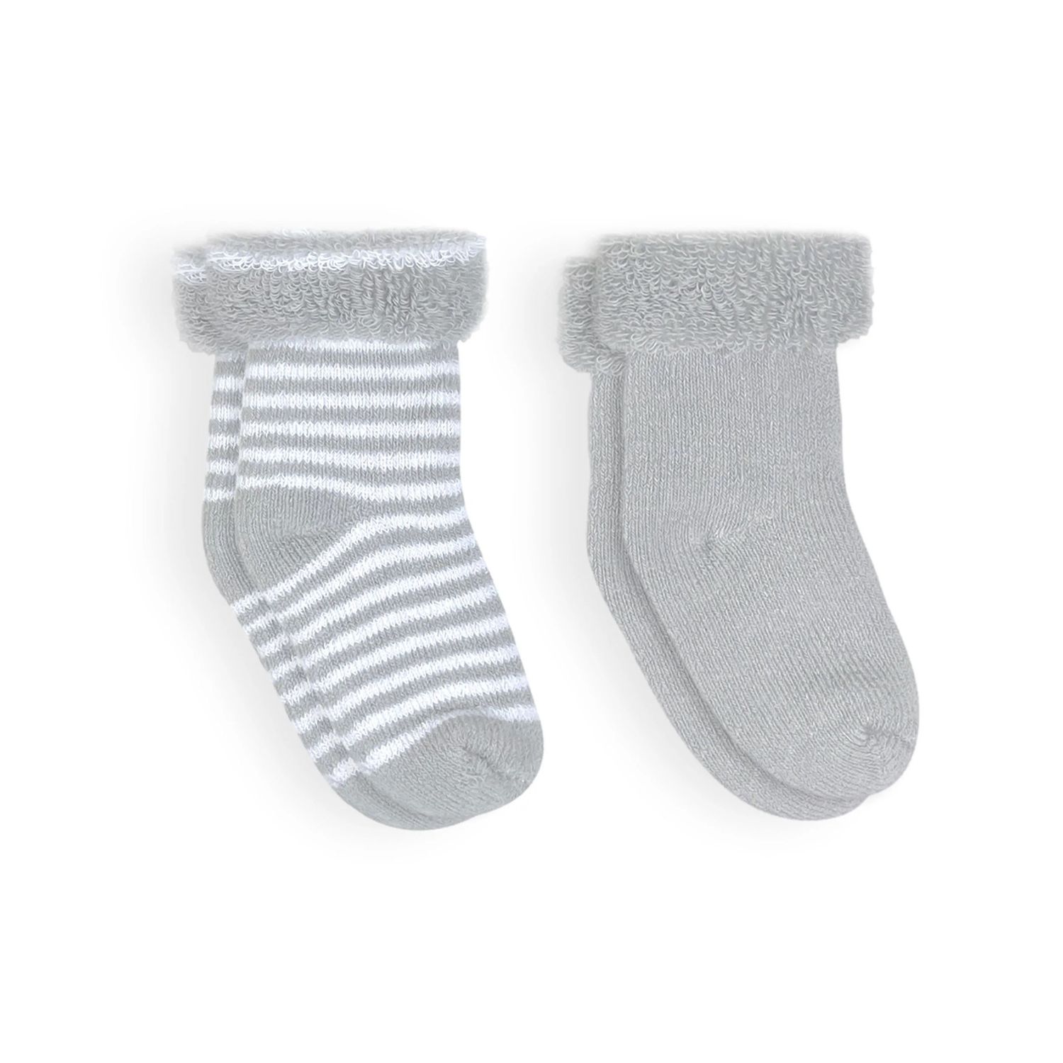 Kushies Infant Socks 2pk Grey/Stripes
