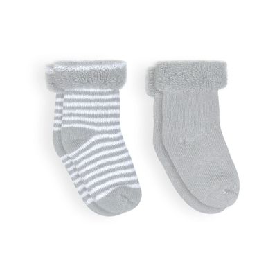 Kushies Infant Socks 2pk Grey/Stripes