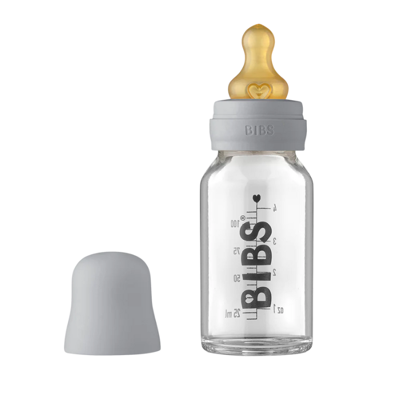 Bibs Baby Glass Bottle Complete Set Cloud, Size: 110ml