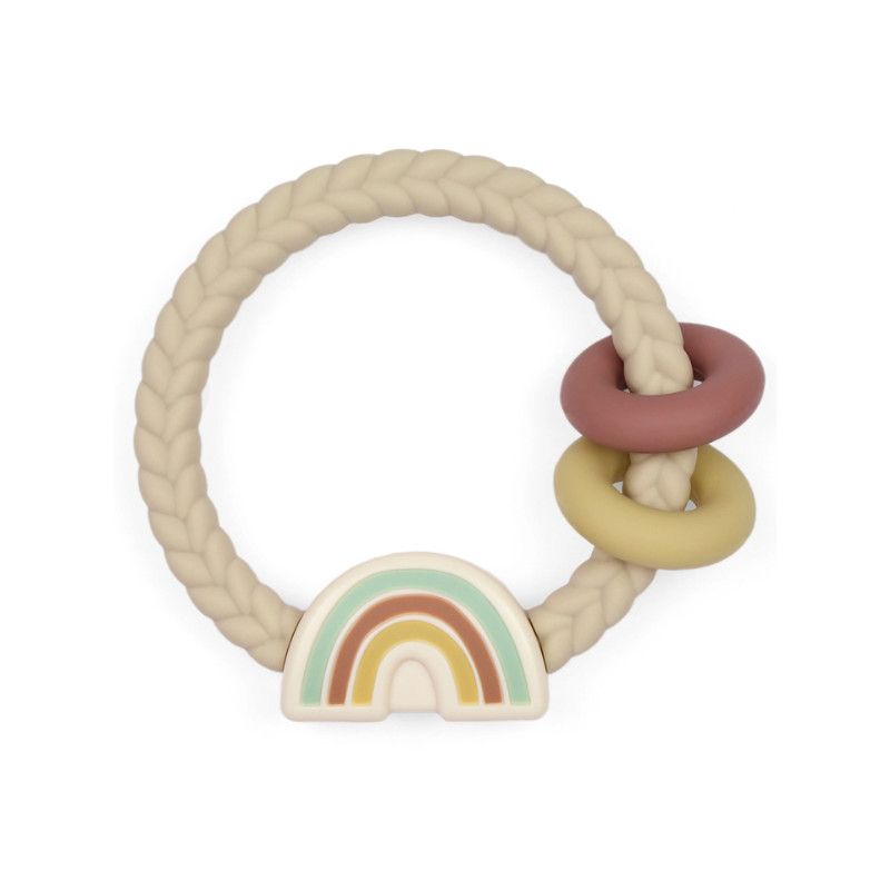 Itzy Ritzy Rattle Silicone Teether Neutral Rainbow, Size: 3M+