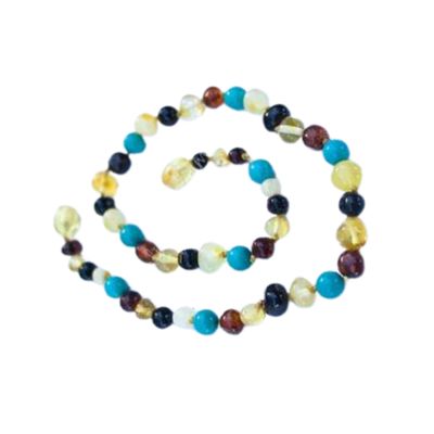 Healing Amber Gemstone Necklace Multi Amber/Turq