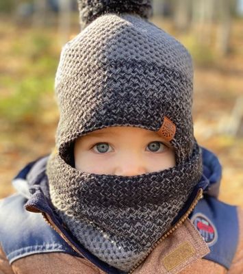 Calikids W2109 Hat w/PomPom Grey Combo
