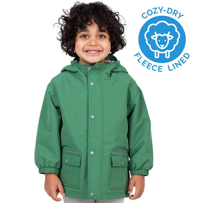 Jan &amp; Jul Fleece Lined Rain Jacket Fern Green