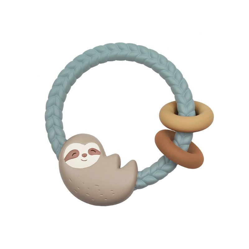 Itzy Ritzy Rattle Silicone Teether Sloth, Size: 3M+