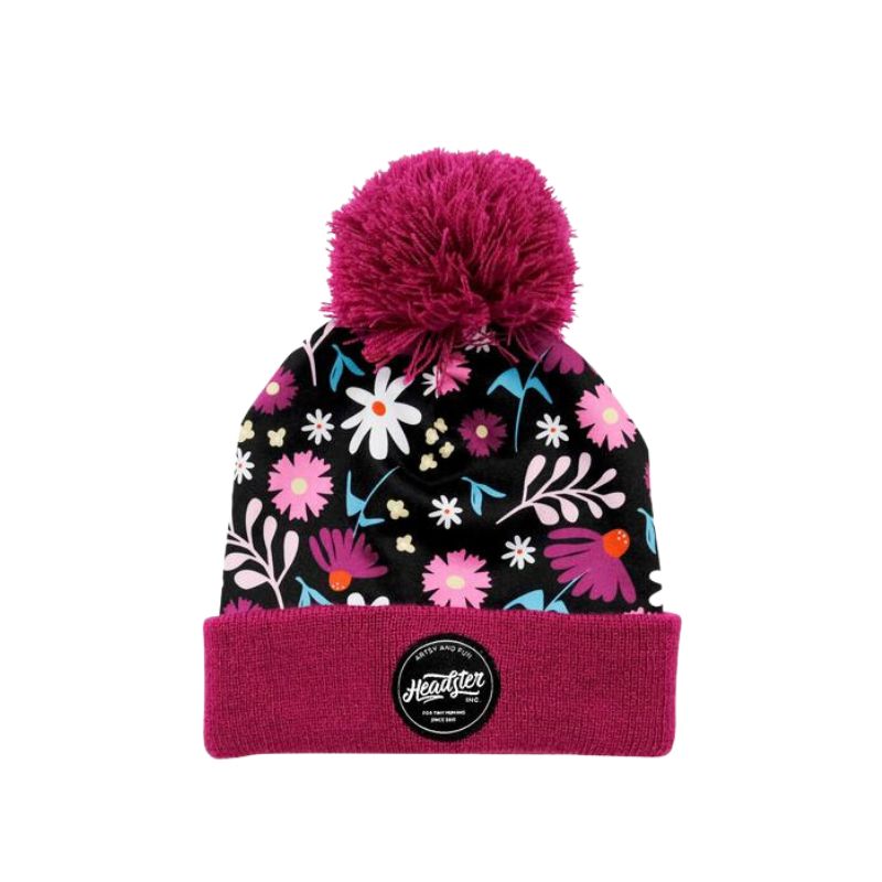 Headster Beanie PomPom Fuschia Flwr Child