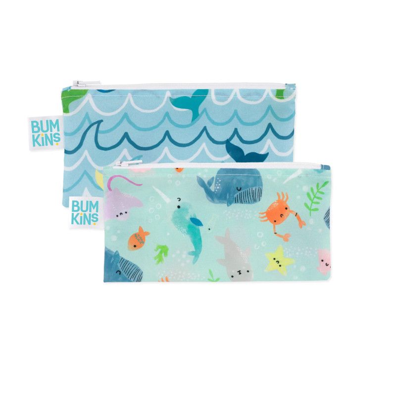 Bumkins Snack Bag 2pk Ocean Life, Size: Small/3.5" x 7"