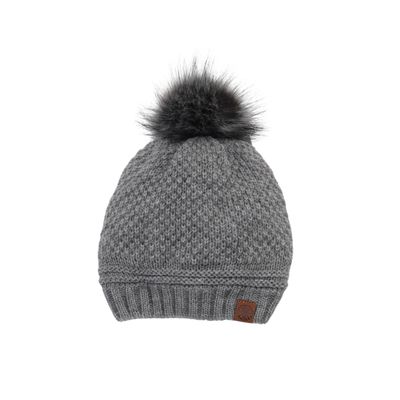 Calikids W2106 Knit Fur PomPom Grey