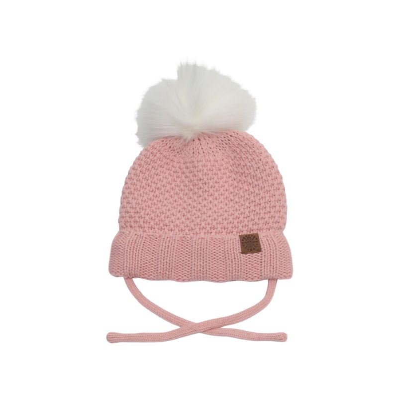 Calikids W2102 Knit Fur PomPom Hat Pink