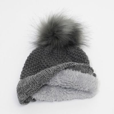 Calikids W2102 Knit Fur PomPom Hat Pink