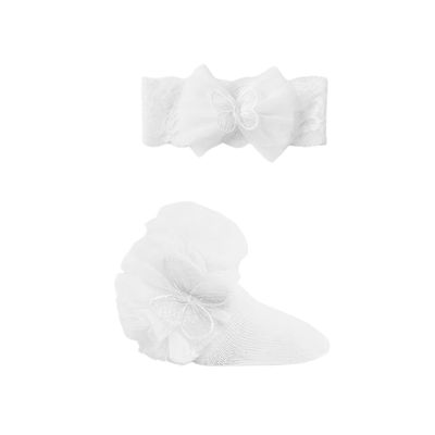 Mayoral 9710 2pc Sock w/Headband Set White