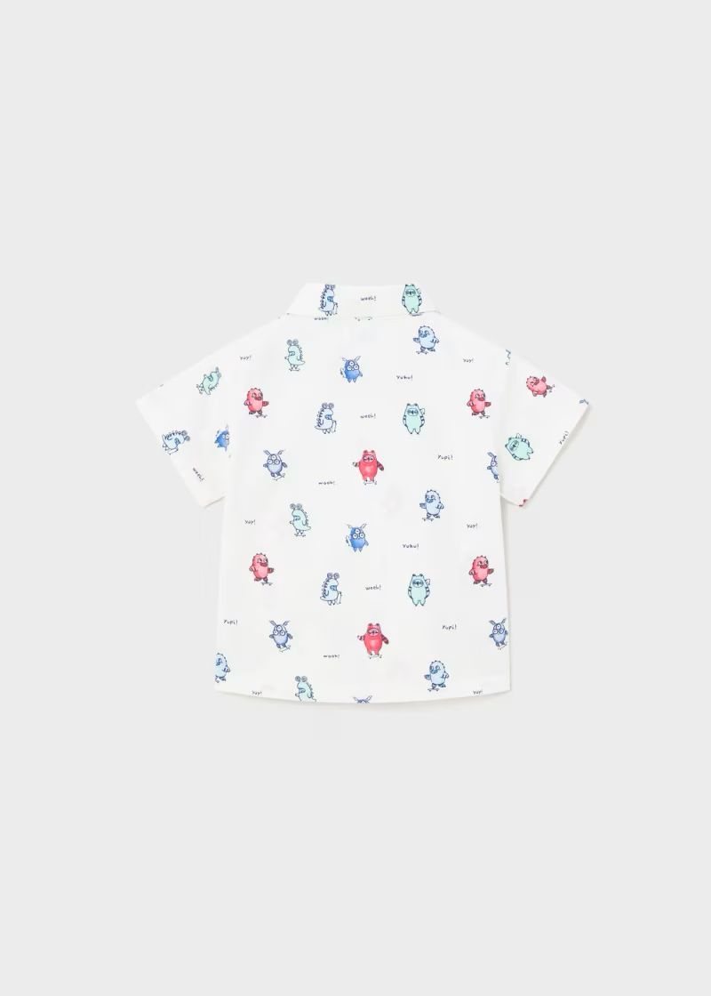 Mayoral 1112 Button Tshirt AOP Animals White/Watermelon