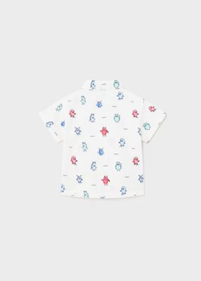 Mayoral 1112 Button Tshirt AOP Animals White/Watermelon