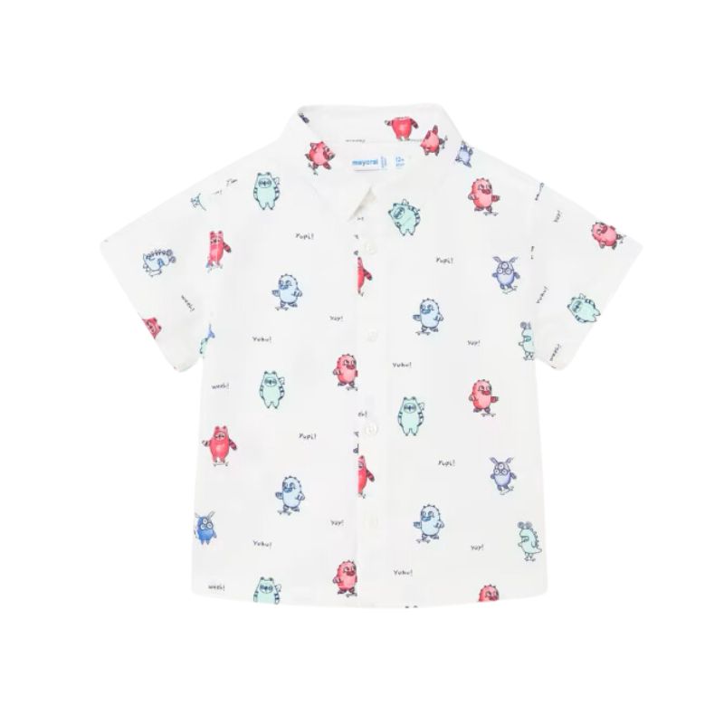 Mayoral 1112 Button Tshirt AOP Animals White/Watermelon