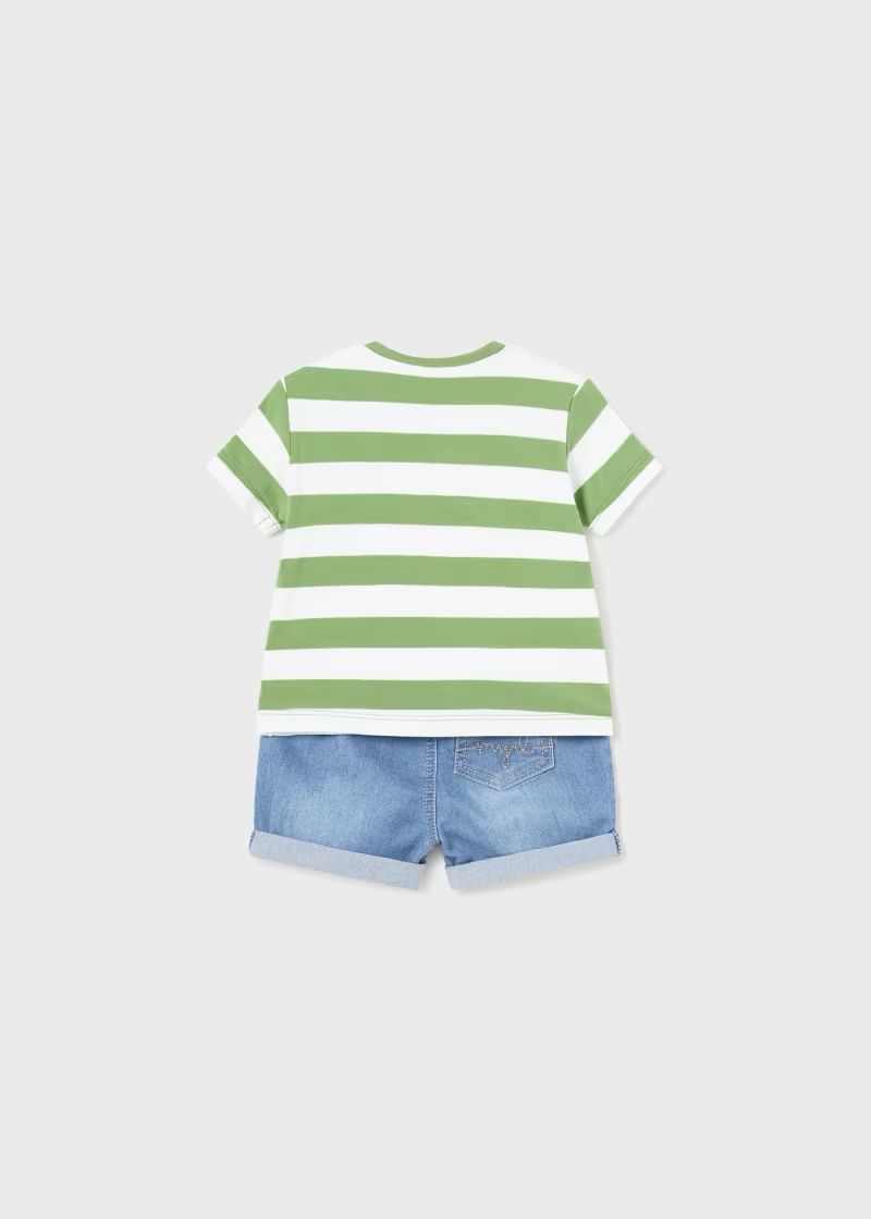Mayoral 1209 2pc Denim Shorts Set Kale