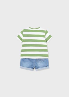 Mayoral 1209 2pc Denim Shorts Set Kale