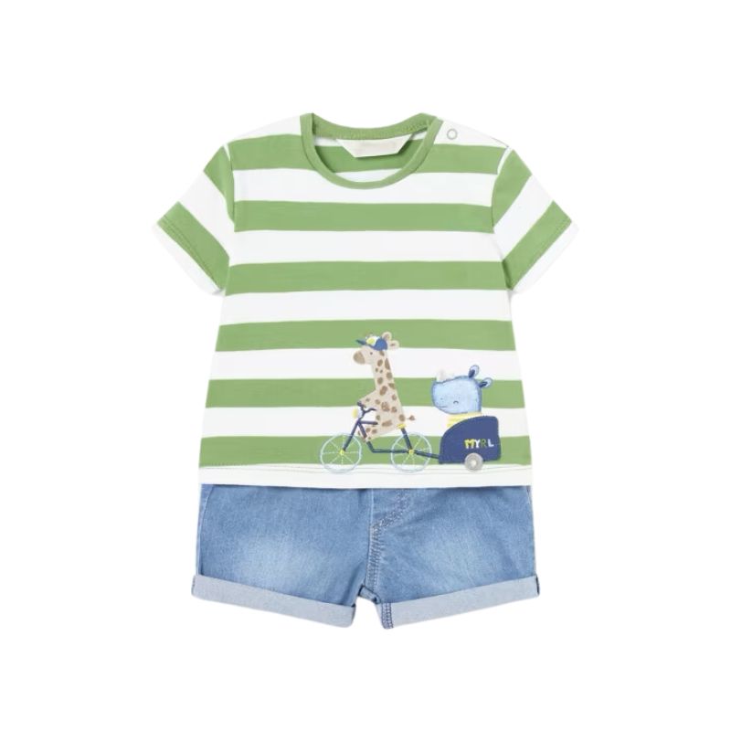 Mayoral 1209 2pc Denim Shorts Set Kale