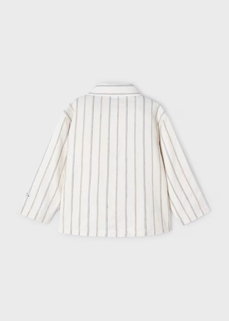 Mayoral 3119 L/S Button Shirt Striped Milk/Beige