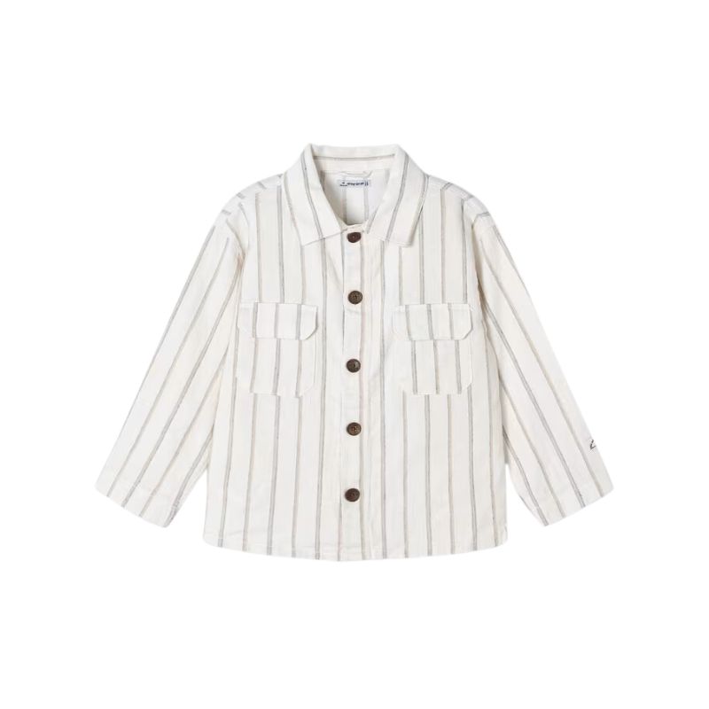Mayoral 3119 L/S Button Shirt Striped Milk/Beige