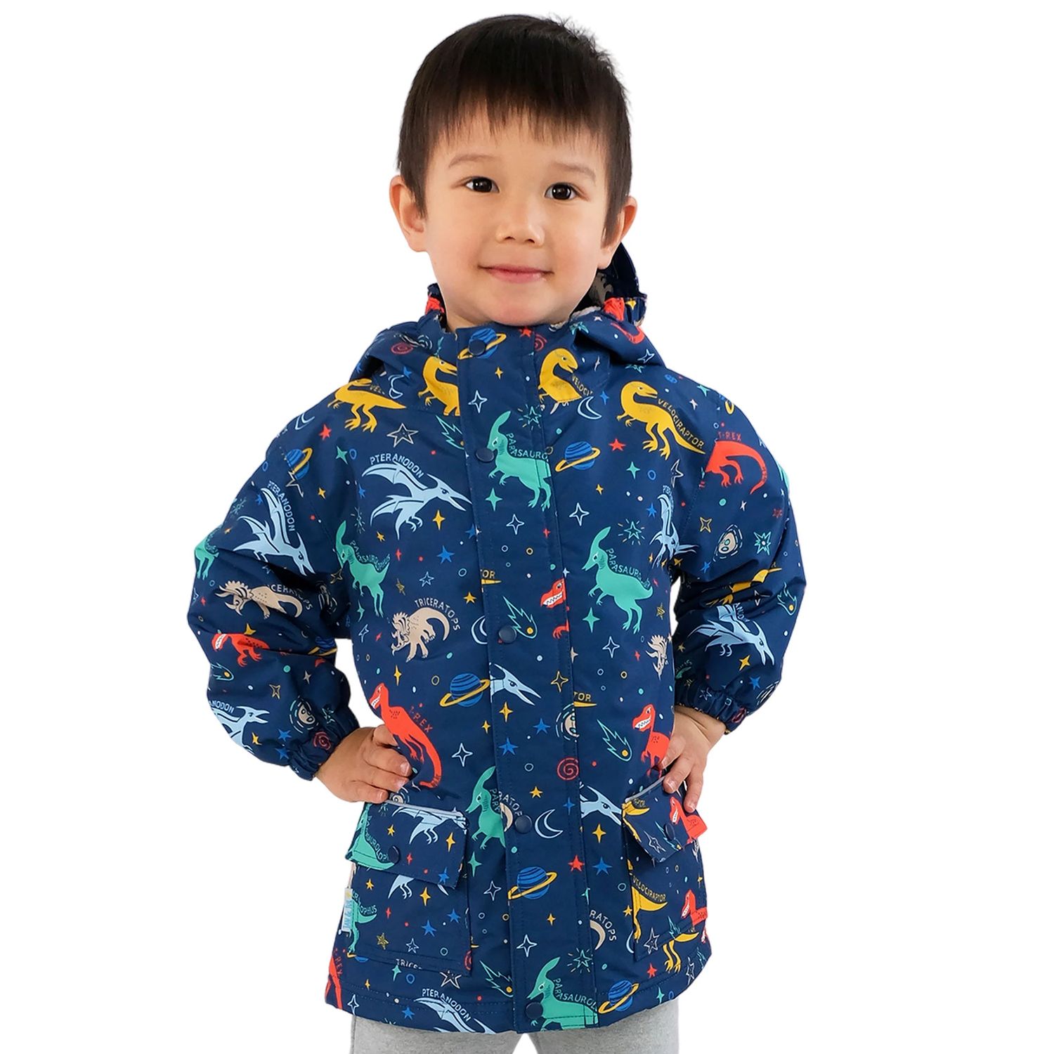 Jan &amp; Jul Fleece Lined Rain Jacket Space Dinos