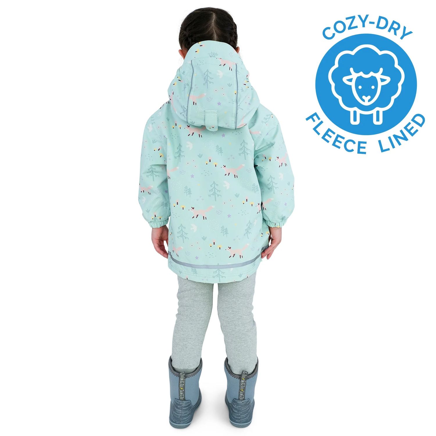 Jan &amp; Jul Fleece Lined Rain Jacket Minty Forest