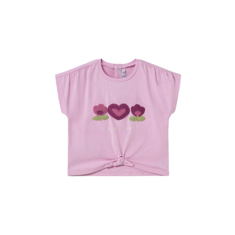 Mayoral 1046 S/S Shirt Flowers Mauve