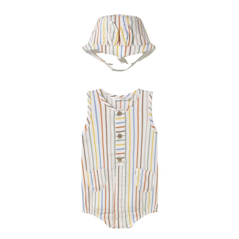 Mayoral 1603 Short Bodysuit W/ Hat Denim