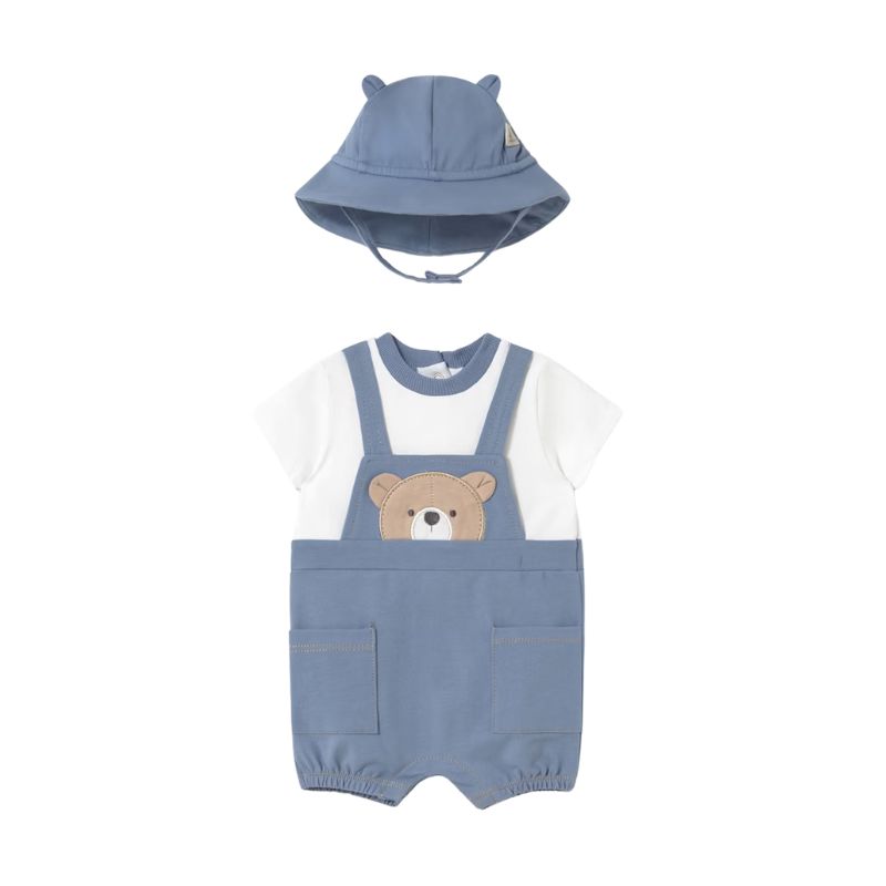 Mayoral 1606 Dungaree W/ Hat Riviera Blue