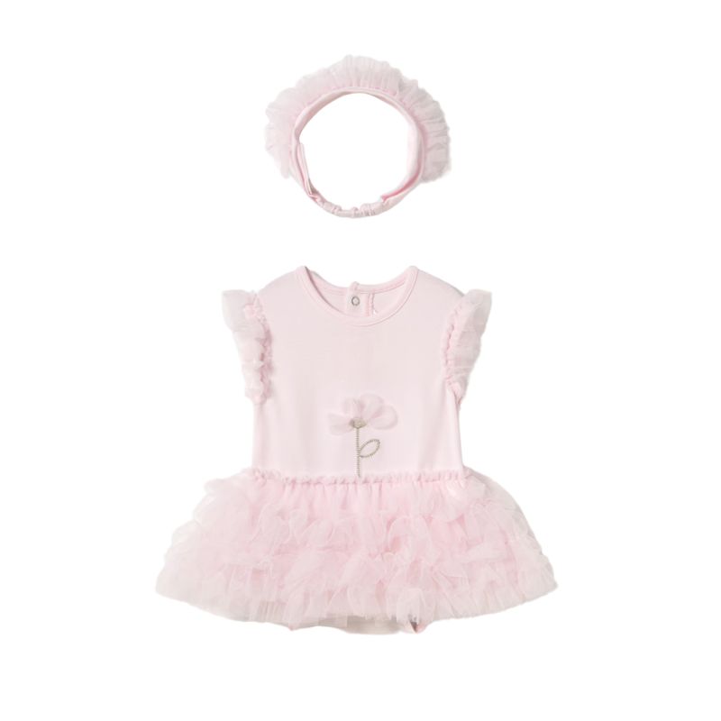 Mayoral 1756 2pc Tutu/Headband Set Pink Flower