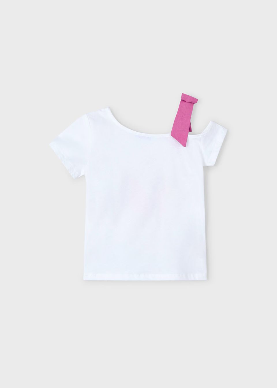 Mayoral 3011 Asymmetric S/S T-Shirt White/Orchid