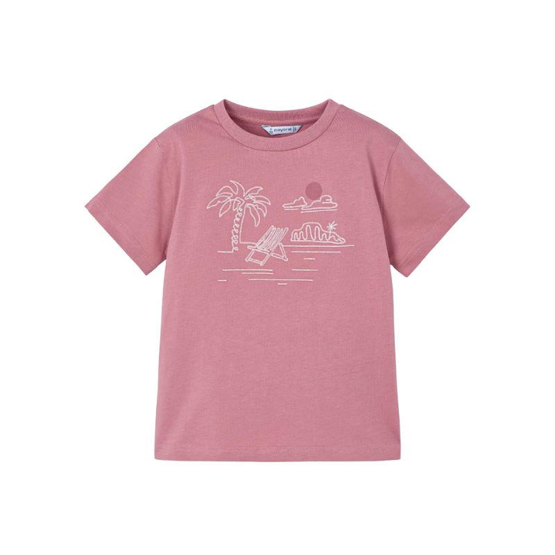 Mayoral 3026 S/S Embroidered Surf Shirt Guava