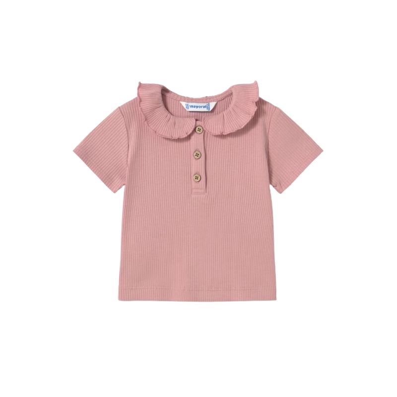 Mayoral 1104 S/S Ribbed Polo Rose