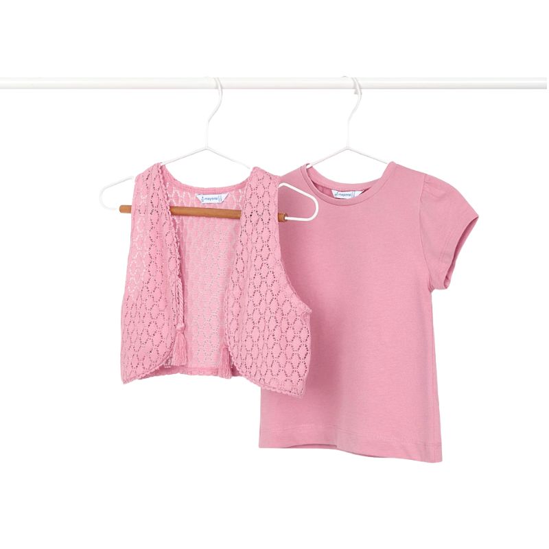 Mayoral 3007 S/S Shirt W/ Vest Rose