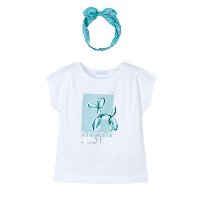Mayoral 3009 T-Shirt S/S W/Headband White Emerald