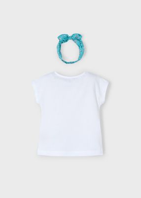 Mayoral 3009 T-Shirt S/S W/Headband White Emerald
