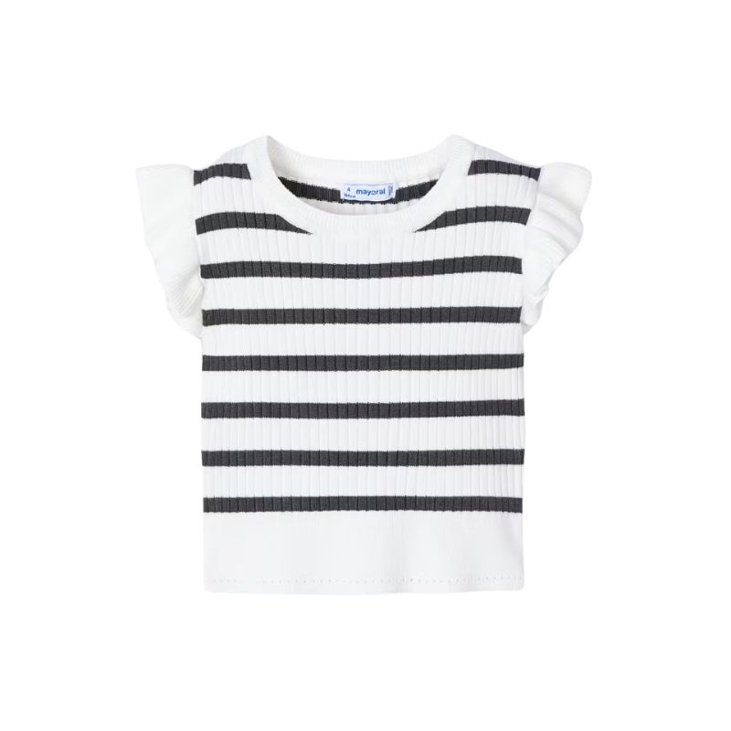 Mayoral 3024 Ribbed Top Striped White/Charcoal