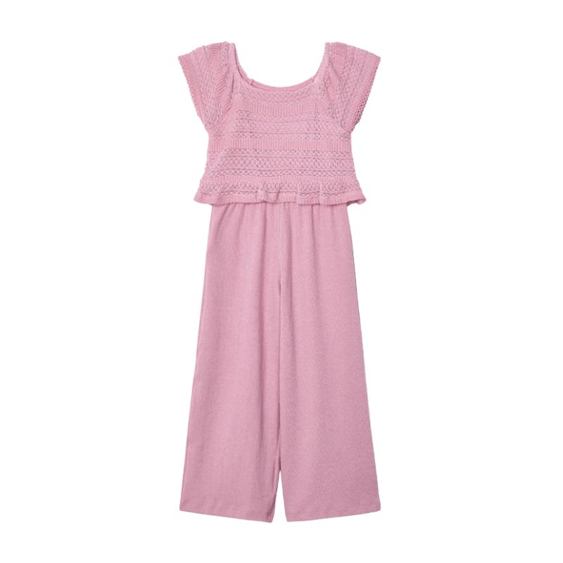 Mayoral 3874 Crocheted Jumpsuit Rose