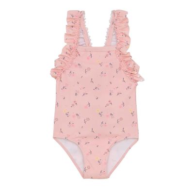 Color Kids Swimsuit Frills Aop Coral Blush