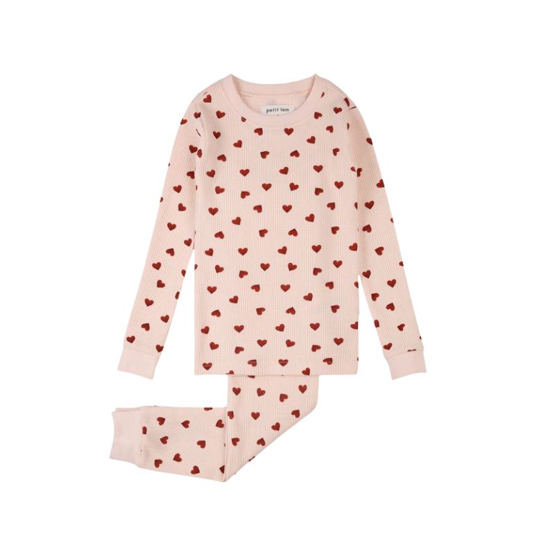 Petit Lem 2pc LS Pajamas AOP Hearts Light Pink