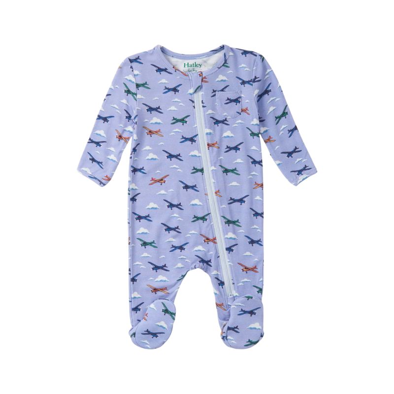 Hatley  Baby Footed Coverall Mini Airplanes Cerulean