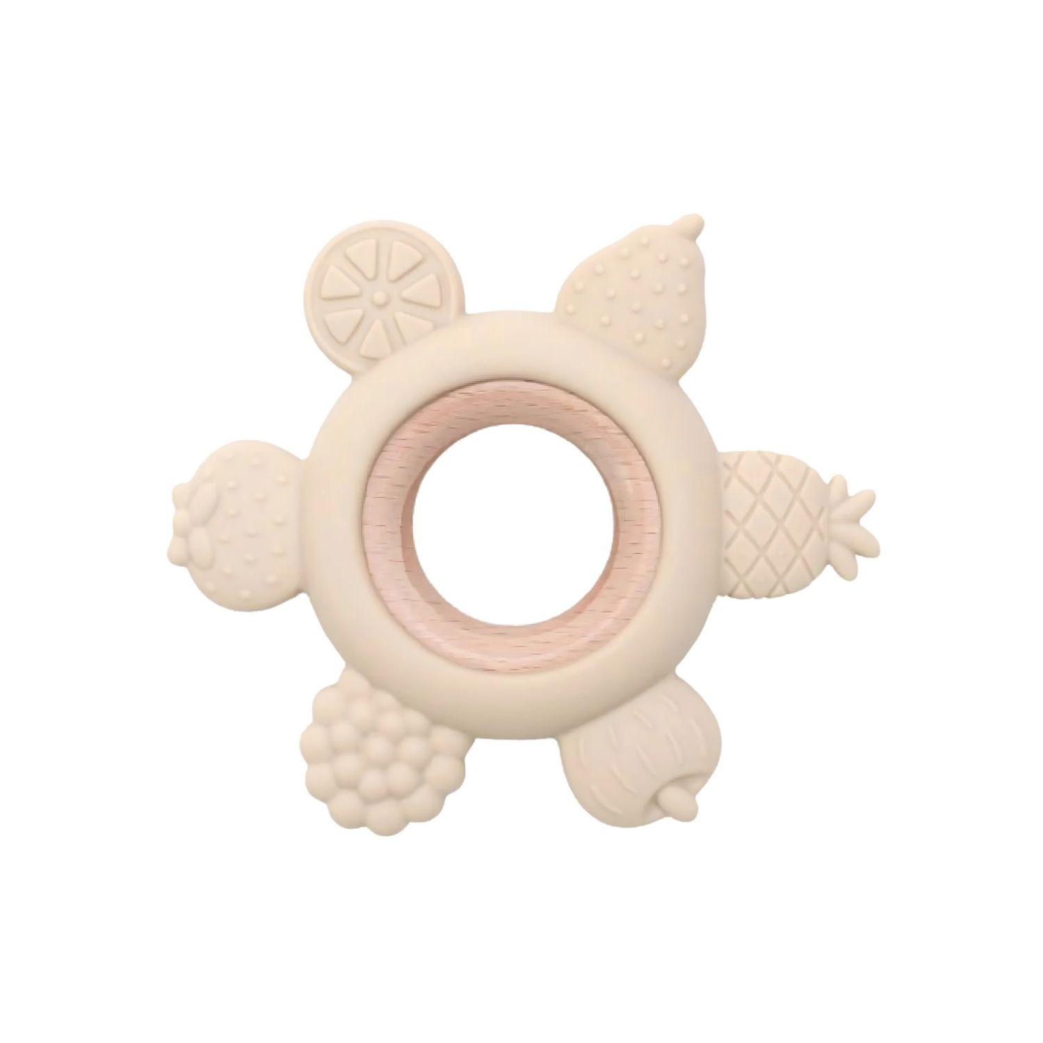 Baby Bliss Fruit Teether Ring, Color: Cream