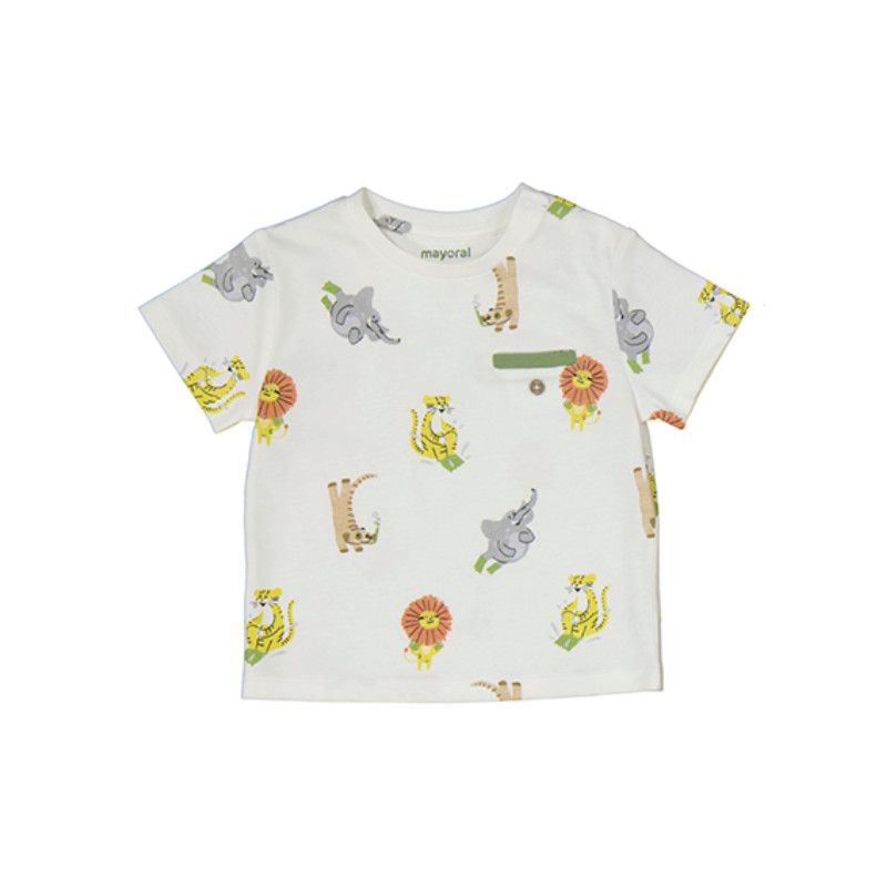 Mayoral 1652 T-shirt, Color: AOP Safari Animals Gold, Size: 12M