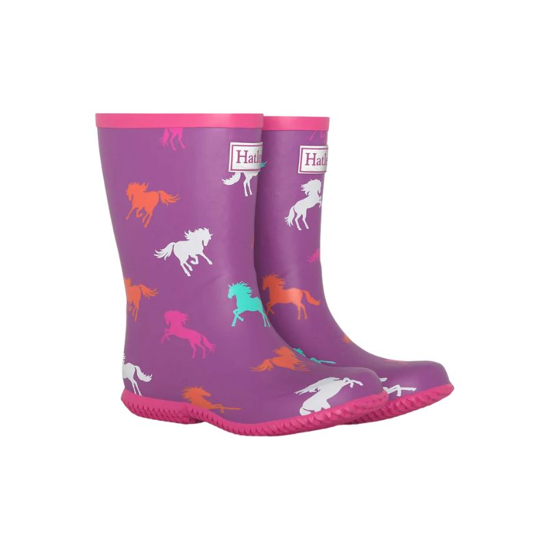 Hatley Packable Rain Boots Leaping Horses  Hyacinth Violet