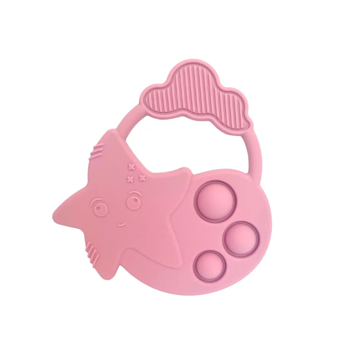 Baby Bliss Sensory Popper Teether Star, Color: Dusty Rose