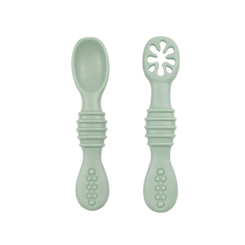 Baby Bliss Infant Training Spoons For Self Feeding, Color: Sage