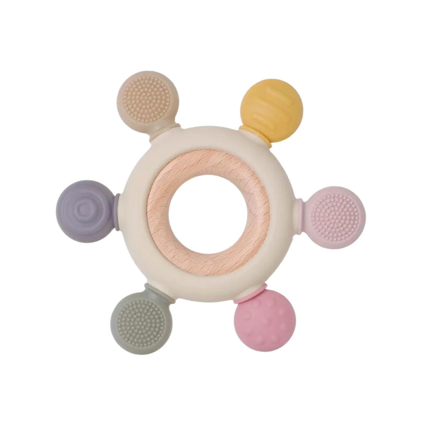 Baby Bliss Teether Ring, Color: Dusty Pink Tones